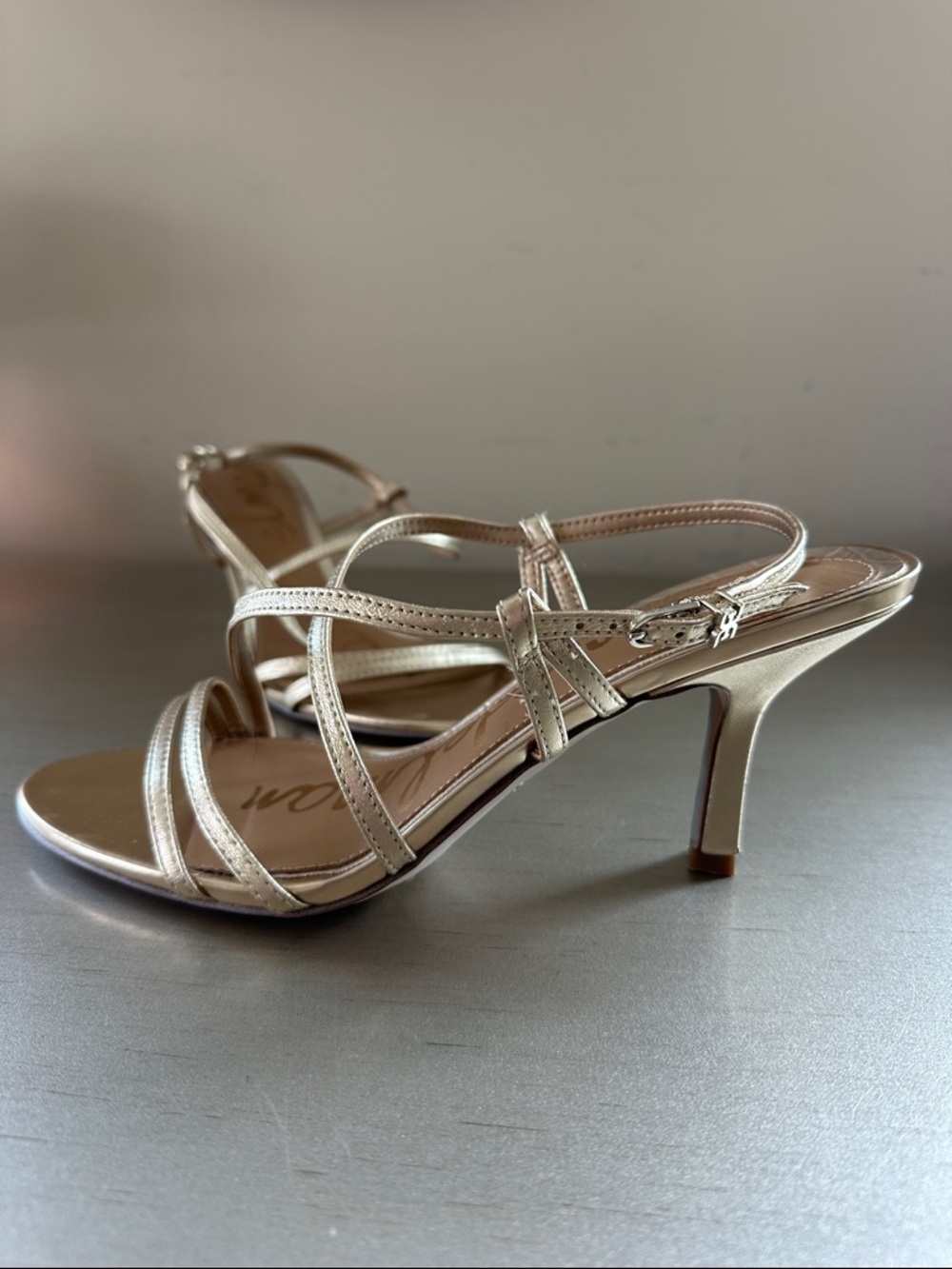 Sam Edelman Strappy Metallic Open-Toe Heeled Sandals - Gold